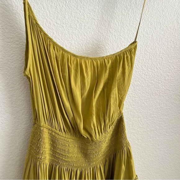 NWT Mustard Seed Citron Pleated One Shoulder Dress S - Picture 2 of 9